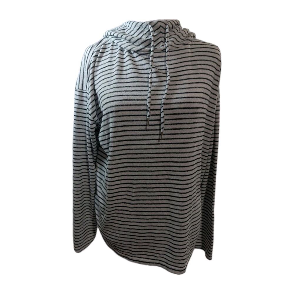 Gap Hooded Shirt Breton Striped High Neck Drawstring Pullover Women's Size Small